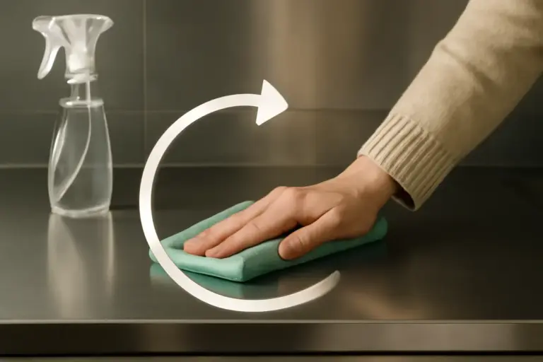 Come pulire le superfici in acciaio inox? Il movimento che evita gli aloni