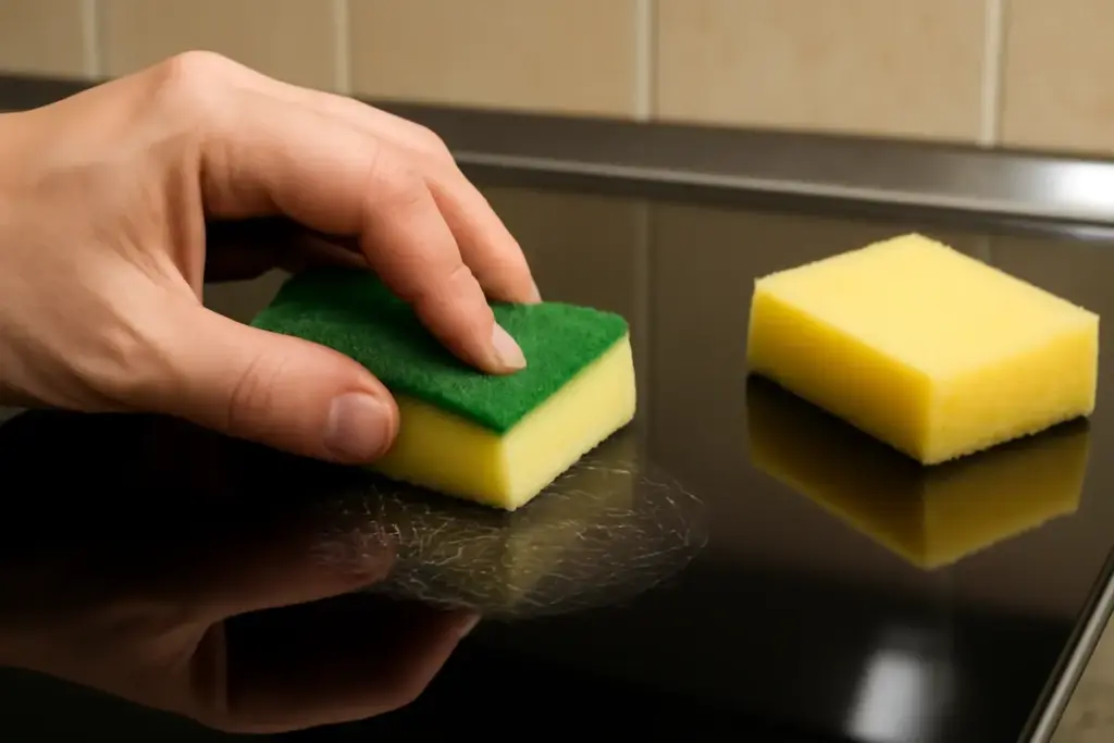 Ha senso usare spugne abrasive sulle superfici lucide? Scopri il rischio reale e cosa usare al posto
