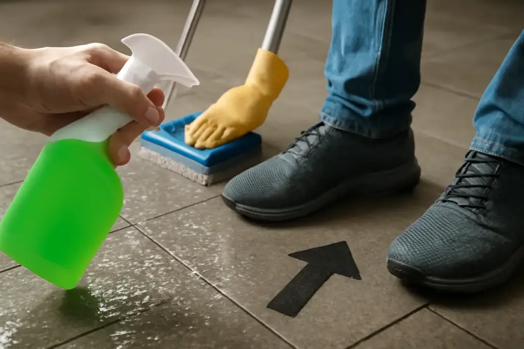 Come evitare la perdita di grip sulle superfici antiscivolo? Il tipo di detergente che fa la differenza
